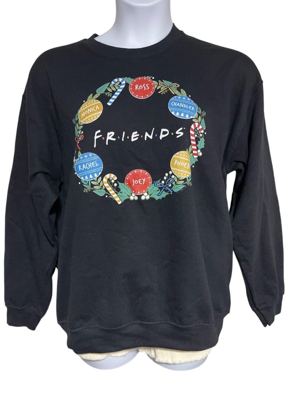 Womens Friends Holiday Sweatshirt Black Heavy Blend Crewneck Black Size M